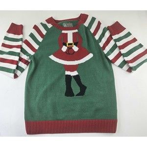 Ugly Christmas Sweater L Mrs. Claus Green Red White Funny Large Santa Holiday